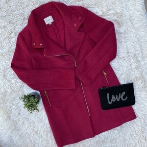 🎉HP🎉 Loft Wool Blend Moto Coat 💗 Raspberry